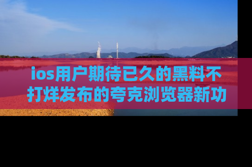 ios用户期待已久的黑料不打烊发布的夸克浏览器新功能上线啦！